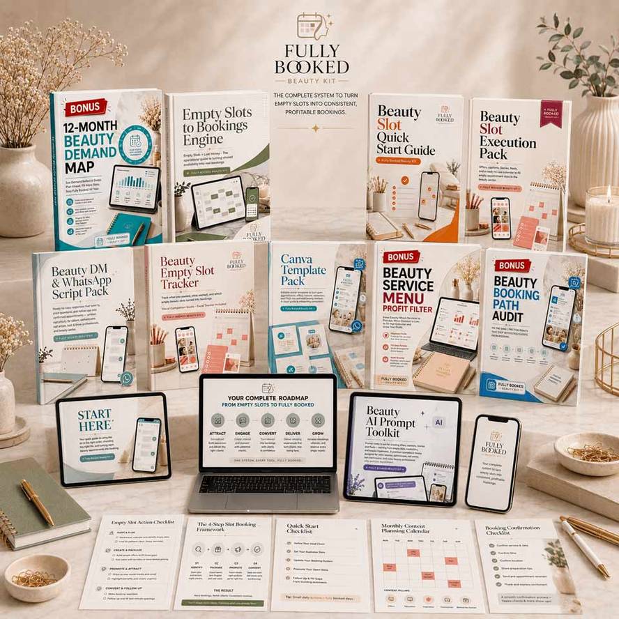 The Fully Booked Beauty Kit — complete system to turn empty slots into consistent, profitable bookings
